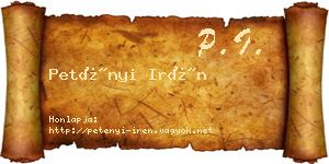 Petényi Irén névjegykártya