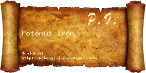 Petényi Irén névjegykártya